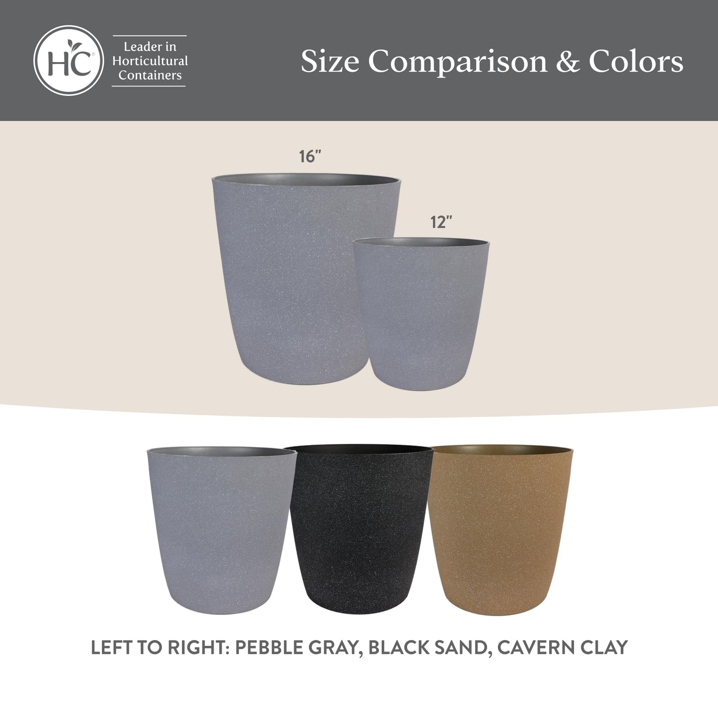 The HC Companies Santa Fe Round Self-Watering Pot - Lightweight Plastic Planter for Herbs & More - Durable Plant Pots for Indoor Plants & Outdoor Plants (12” Pebble Gray, Pack 2)