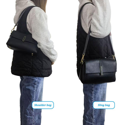 Live Up 24.8” Leather Replacement Strap for Handbags with Metal Buckles(Black-Gold Hardware)
