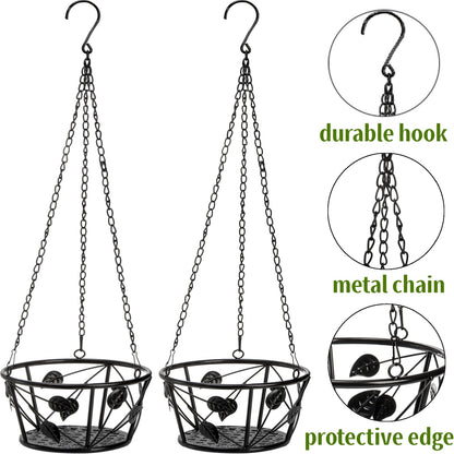 Goaste 2 Pack Metal Plant Hanger, Hanging Plant Holder with Ceiling Hook, Modern Plant Hanging Basket, Decorative Planter Flower Pots Shelf for Indoor Outdoor Use, Home Decor