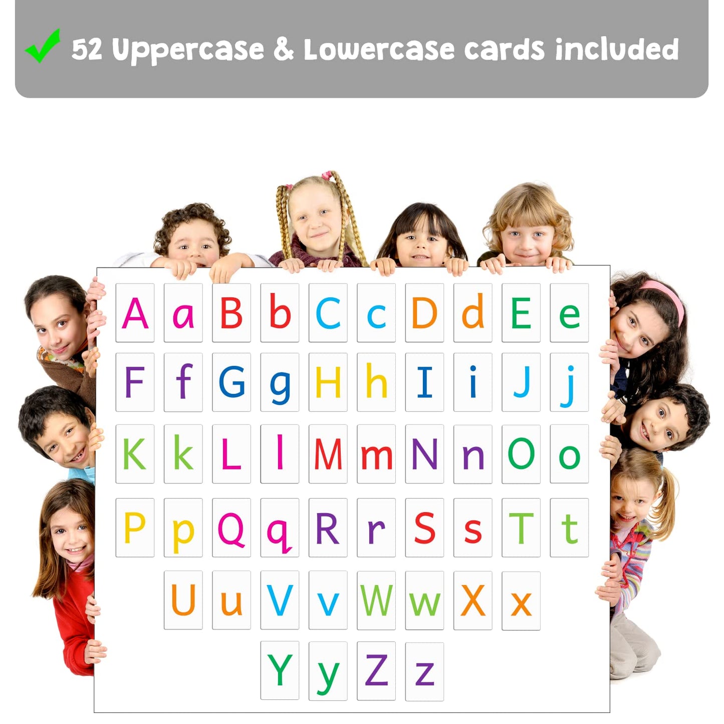 Attractivia Magnetic Big Alphabet ABC Flash Cards - 52 Sturdy Uppercase & Lowercase Large Letters, Colored - for Classroom Teachers, Homeschool, ESL, Kids and Adults