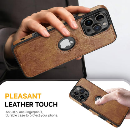 Razstorm Unique Design Luxury Leather Business Phone Case for iPhone 16 Pro Anti-Slip Scratch Resistant Ultra Slim Protective Case (2024,6.3”) (Brown)