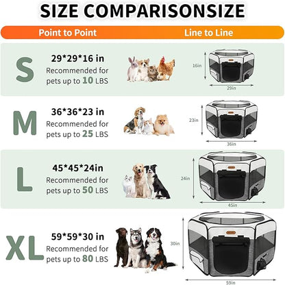 Seiyierr Dog Playpen, Portable Pet Play Pen Foldable Carrying Case, Puppy Pens Outsid for Small Cat Indoor/Outdoor, Removable Mesh Shade Cover