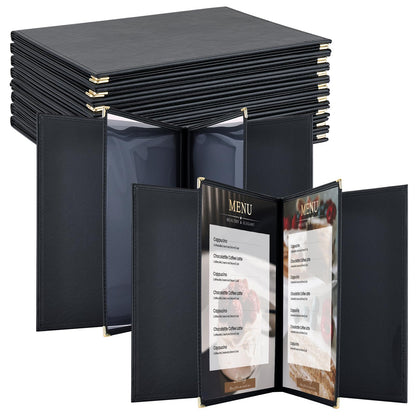 AMGSH Menu Book 8.5 x 11 Inch, 2 Page 4 View Faux Leather Menu Book with Clear View Pages, Menu Covers for Hotel, Restaurant, Cafe, Bars, Drink, Wine Menu Holders, 10 Pack