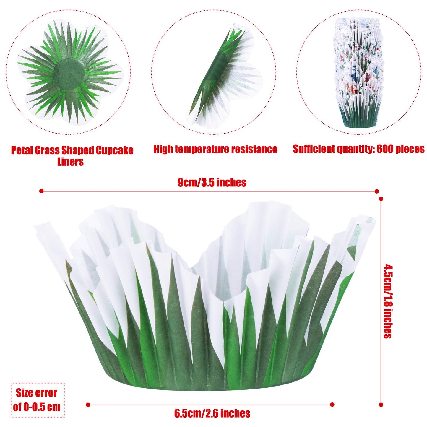 Patelai 240 Pcs Flower Petal Cupcake Liners 6 Styles Disposable Summer Floral Dessert Baking Cups Wildflower Grass Paper Muffin Wrappers Decor for Bridal Baby Shower Wedding Birthday Party Supplies