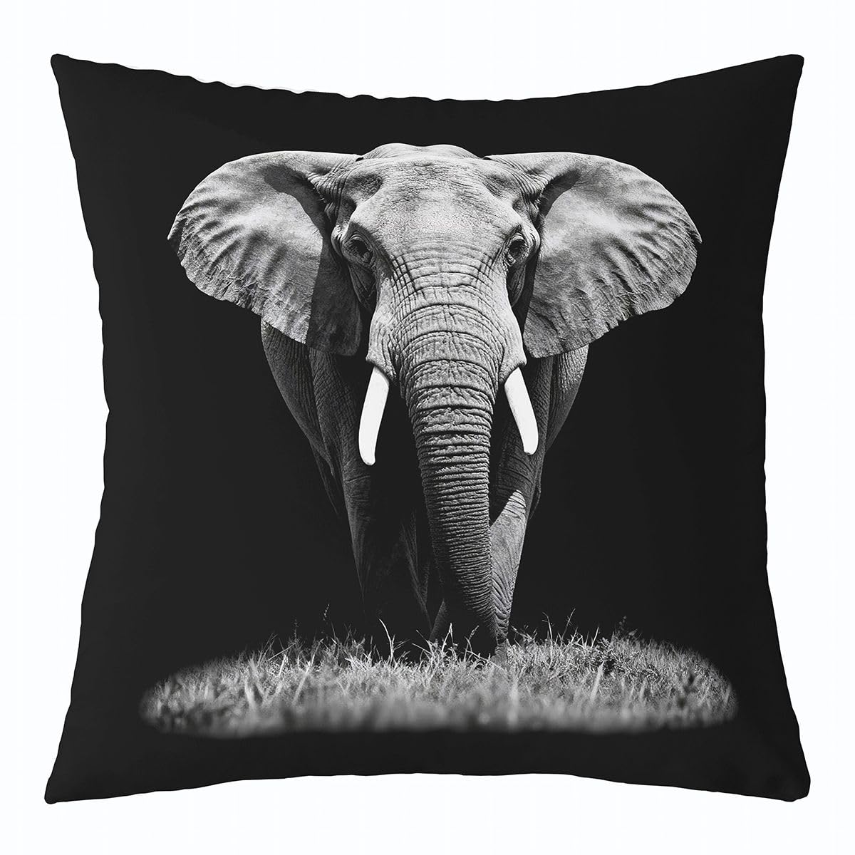 Feelyou Set of 2 Elephant Throw Pillow Covers, 3D Wild Animal Pattern Cushion Case for Home Living Room Decor, Reversible Exotic Style Theme Decorative Throw Cushion Case, 18x18 Inches