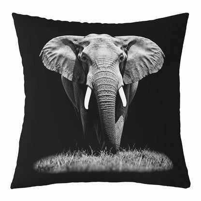 Feelyou Set of 2 Elephant Throw Pillow Covers, 3D Wild Animal Pattern Cushion Case for Home Living Room Decor, Reversible Exotic Style Theme Decorative Throw Cushion Case, 18x18 Inches