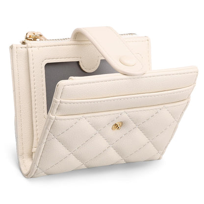 GAEKEAO Small Wallet for Women Slim Bifold Leather RFID Blocking Credit Card Holder Wallets Zipper Pocket Coin Purse with ID Window