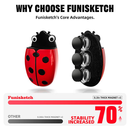 Magnetic Pen Holder for Fridge Whiteboard, 2-in-1 Magnetic Marker Holder Dry Erase Marker Whiteboard Eraser, Cute Ladybug Pencil Cup Desk Organizer for Classroom Office School Home (1-Pack)
