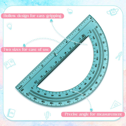Sayglossy 36 Pcs of Colorful Plastic Protractors 180 Degrees 6 Inches Mathematical Protractor Translucent Geometric for Learn Office Measurement Drawing