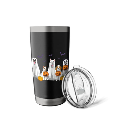 Halloween Dogs Ghost Pumpkins Spooky Dog Lover Gift Stainless Steel Insulated Tumbler