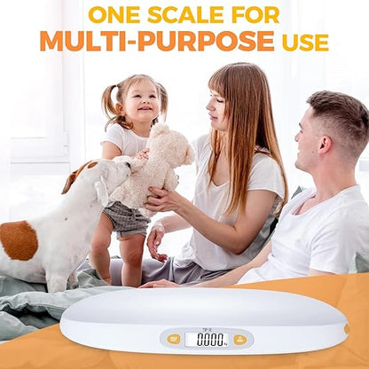 TIPRE Baby Scale for Weighing, 55 lb/0.01 lb Digital Infant Scale for Weighted Feeds with Height Measuring Tape Weight Comparison Hold Function, Pet Scale for Cats/Dogs, LCD Display, Large Platform
