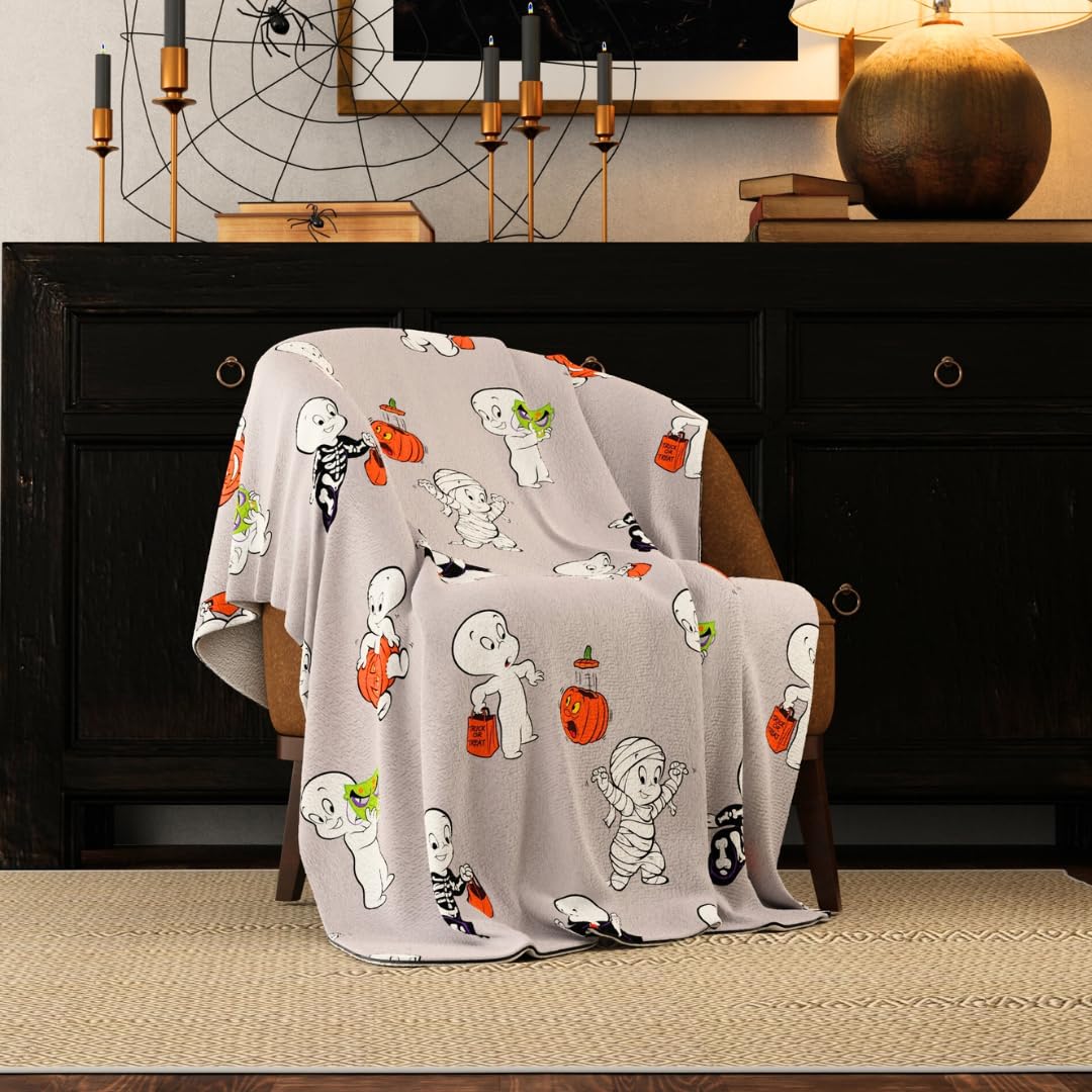 Franco Collectibles Casper The Friendly Ghost Halloween Throw Blanket, Super Soft Cozy Plush Bedding, 50" x 70", (Officially Licensed Product)