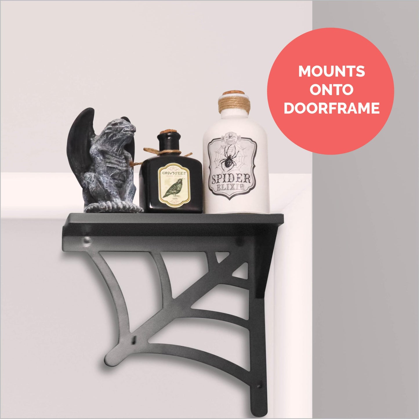BELL BOOK AND CANDLE 2 PC Spider Web Floating Shelves - Hang Separately or Together - Spooky Gothic Decor - Goth Oddities Shelf - Horror Bookshelf