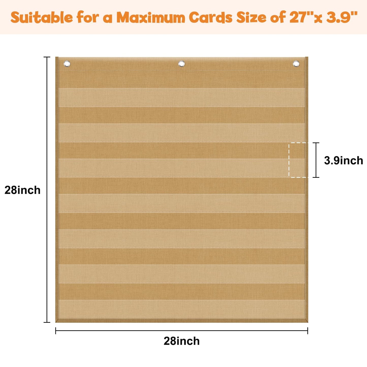 Godery Burlap 7 Pocket Chart for Teacher Lessons in a Classroom or for Use at Home – Fits Standard 3” Sentence Strips and Cards (28" x 28")