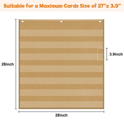 Godery Burlap 7 Pocket Chart for Teacher Lessons in a Classroom or for Use at Home – Fits Standard 3” Sentence Strips and Cards (28" x 28")