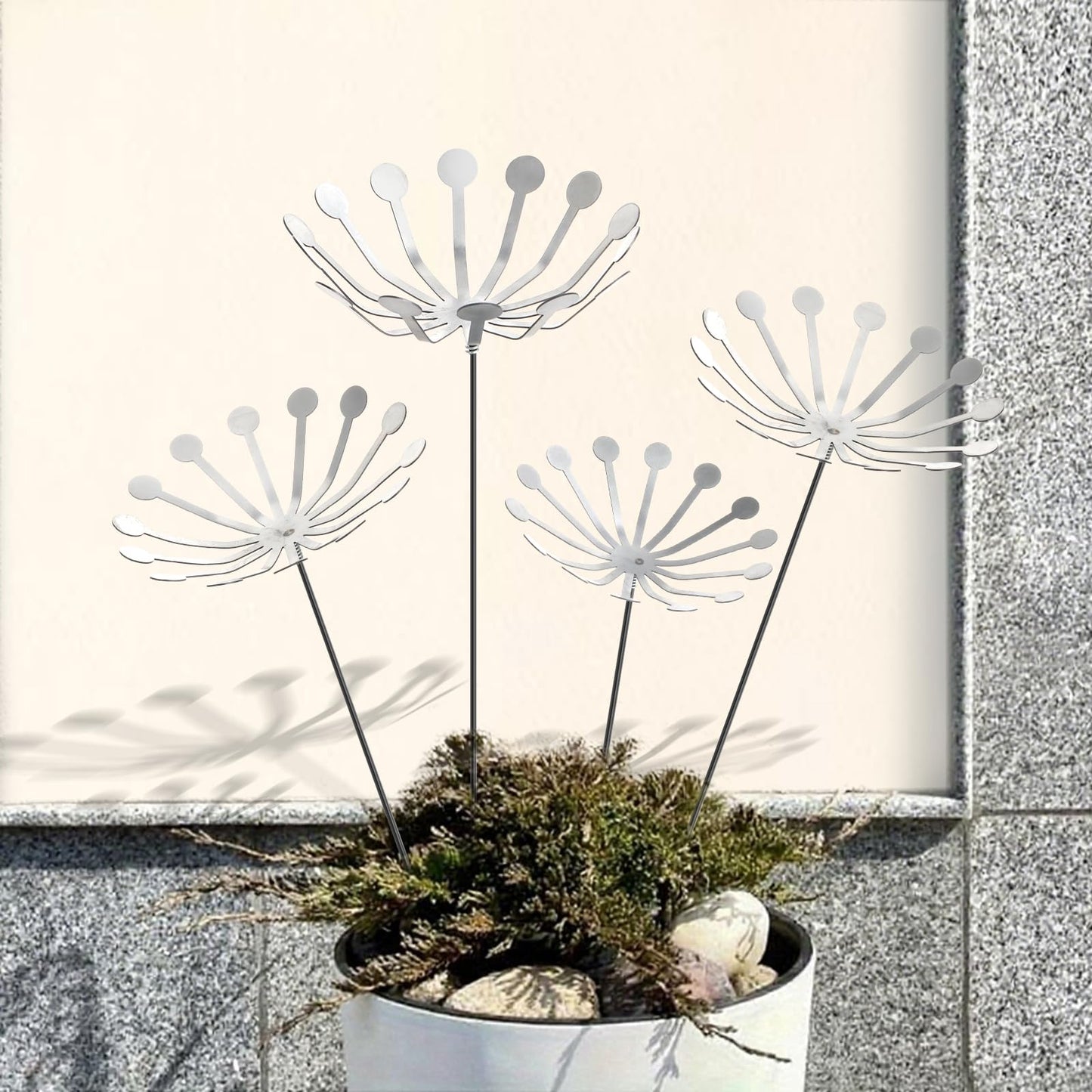 6Pcs Raw Dandelion Creativity Iron Art with Flower Stems Dandelions Garden Stake Metal Flower Pots Lawn Decor for Parents Gift Wedding Outdoor Furniture Home Yard Farm Courtyard Decoration