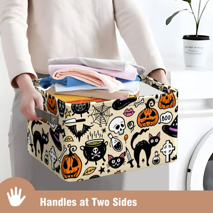 Andemie Halloween Basket with Handles Spooky Boo Basket Stuffers for Women Girls Boyfriend Mens Large Collapsible Storage Container for Shelves Home Office Toys