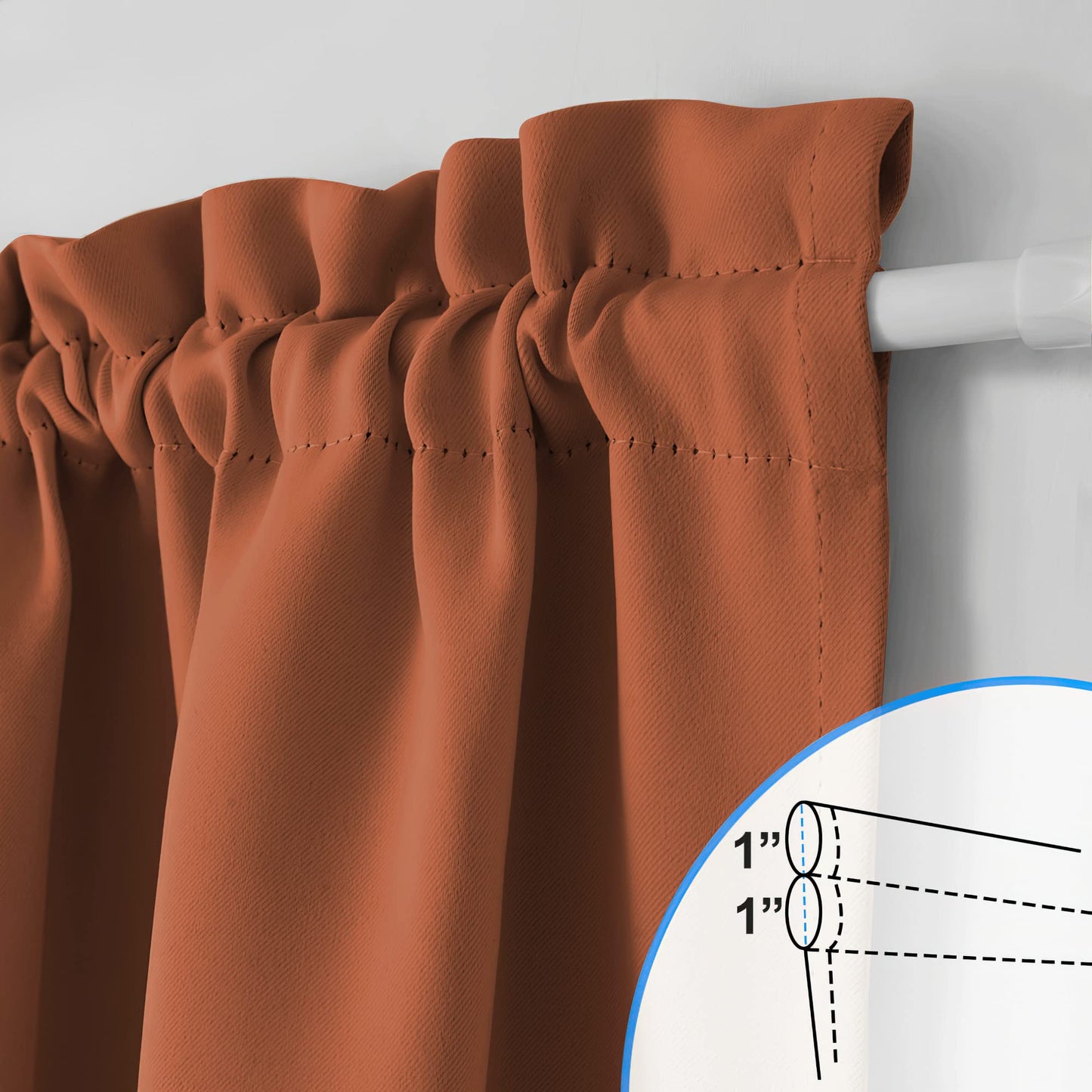 NICETOWN Door Window Curtain for Privacy, Rod Pockets French Door Shade with Tieback, Farmhouse Thermal Insulated Panel Curtains for Halloween Decor, 36W x 72L, 1 Panel, Burnt Orange