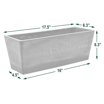 Arcadia Garden Products PSW U45CT Plastic/Stone/Wood Composite Simplicity Window Box, No Drainage Hole (Drillable), 17.5" x 7" x 6", Cement Color