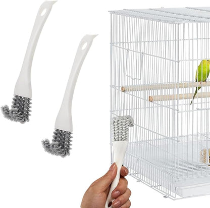 2 Pcs Bird Cage Brush with Scraper - Bird Cage Cleaner for Cleaning Kennels Perches Poop Remover Parrot Parakeet Pet Cage Accessories (2 Pcs)