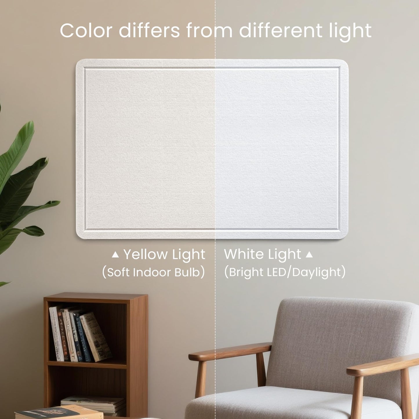 Bulletin Board, 35 x 17 1/2 inches Felt Board - Decorative Pin Board, Cork Board Alternative for Wall, Foldable Picture Board Self-Adhesive Vision Board Prayer Board with 20 Pushpins - White