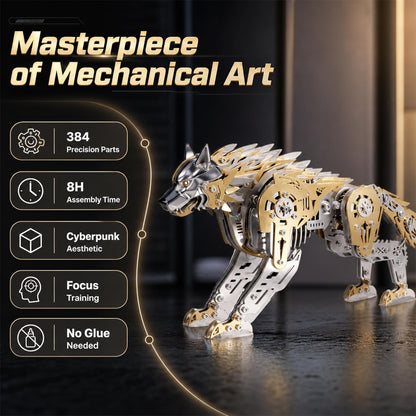 3D Metal Puzzle for Adults,Mechanical Wolf Puzzle Building Set，3D Metal Model Kit, Brain Teaser Puzzles DIY Assembling for Stress Relief - A Collectible Gift for a man (Wolf)