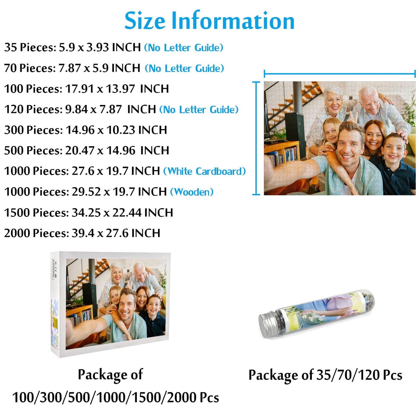 Custom Puzzle 35/70/100/120/300/500/1000/1500/2000 Piece for Adults, Custom Puzzles from Photos, Personalized Puzzle for Mother Father Family Birthday Wedding Anniversary Customized Gift