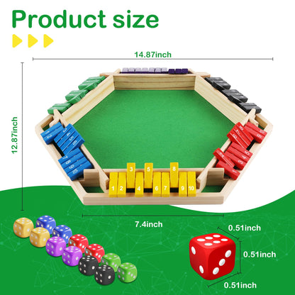 ITOMTE Shut The Box Game Wooden, 1-6 Players Dice Board Game for Adults and Kids, 10 Numbers Math Games - Educational and Entertaining, Classic Table Flip Blocks for Family Game Night