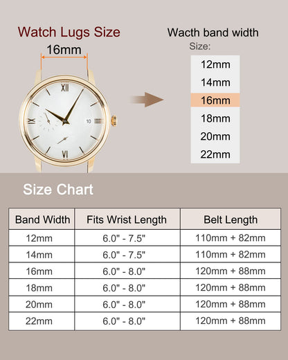 uxcell Black Genuine Leather Band 14mm Width, Flat Thin Elegant Leather Watch Strap for Women