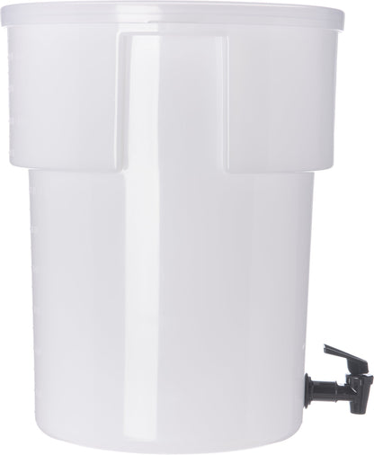 Carlisle FoodService Products Round Beverage Dispenser Drink Dispenser with Spigot for Catering, Plastic, 5 Gallons, White