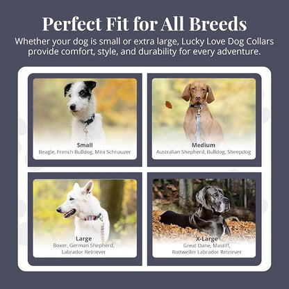 Lucky Love Dog Martingale Dog Collar - Adjustable, No-Slip, Durable, & Soft Webbing Collar for Male and Female Dogs Ideal for Training & Walking - Molly, Medium