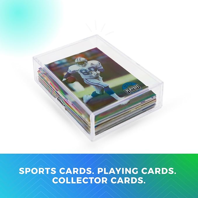 Gary Plastic Packaging 10-Pack Clear Acrylic Card Storage Boxes with Lids – Holds 52 Playing Cards or 50 Standard Trading Cards Each, Stackable Organizer for Sports & TCG Cards (Unsleeved)