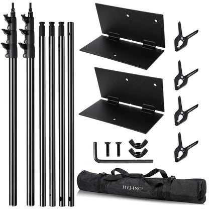 HYJ-INC Heavy Duty Backdrop Stand Pipe and Drape Photography Backdrop Stand Kit Adjustable Photo Background Stand 10ft x 10ft with Metal Base, 4 Clamps,Carrying Bag for Photography Video Studio