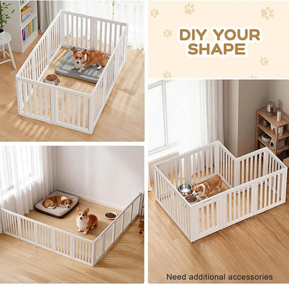 Dog Playpen, Clear Dog Pen, Dog Pen Indoor, Easy to Install and Remove Dog Play Pen, Puppy Playpen Suitable for Dogs, Cats,Dog Playpen Indoor (White, 30.3 inch Height, 10 Panels)