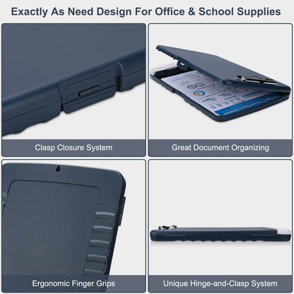 SFLHHDM Storage Clipboard with Pen Holder, High Capacity Clipboards for Classroom, Clip Boards 8.5x11 with Storage, Low-Profile Clip, Lightweight Plastic Clipboard for Kids, Lawers, Office Workers