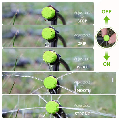 Kalolary 200Pcs Adjustable Irrigation Drippers, 1/4 Inch Barbed Drip Emitter 360 Degree Watering Sprinklers Anti-Clogging Drippers for 4mm/7mm Garden Watering System（Green）