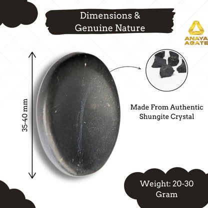 Anaya Agate Shungite Worry Stones Certified Crystal Thumb Worry Stone for Anguish, Relaxing and Soothing Balance Stones for Meditation, Stress Relief Crystals and Healing Stones for Men Women