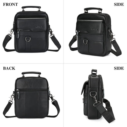 BAIGIO Men's Leather Shoulder Bag - Messenger Briefcase Crossbody Satchel Handbag for Men - Black