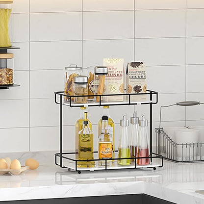 Bathroom Organizer Countertop Perfume Organizer Makeup Organizer Cosmetics Storage Display Rack Vanity Tray Dresser Stainless Steel Gold Shelf White Marble Ceramic Tray