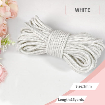 1/8 inch Non-Slip Elastic Band -3mm 15 Yards Soft Elastic Cord Stretch String Braided Thread for Sports Gear, DIY Crafts, Hair Bands,Shoelaces, Apparel Making & Camping Tie Down (White)