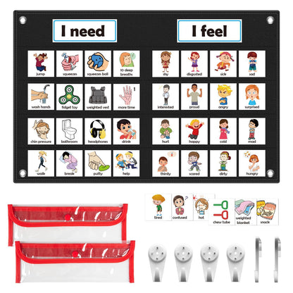 KIKIGOAL Feelings Chart For Preschool Teacher Supplies, Social Emotional Learning Pocket Chart, Autism Visual Behavior Management, Daycare Essentials, Calm Down Corner Classroom Supplies