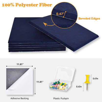 Thick Cork Board Tiles for Wall with Push Pins, Removable 36"x24"x0.47" Bulletin Board Sets, Magrowill 6 Packs Felt Panels Self-Adhesive Pin Board