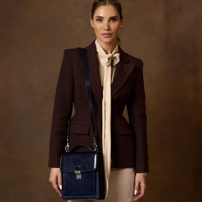 Time Resistance Small Leather Briefcase for Men - Crossbody Bag - Italian Leather Messenger Bag - Gift Box Included