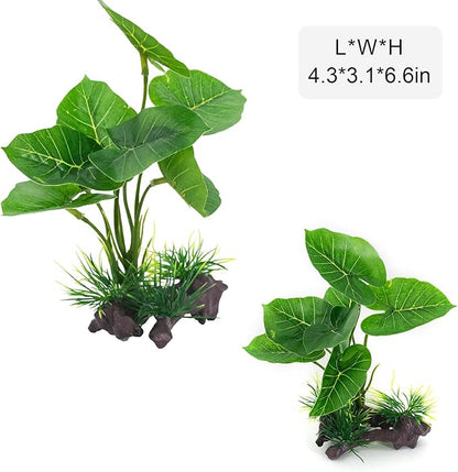 Fish Tank Decorations Aquarium Ornaments 3pcs Betta Silk Leaf Plants Artificial Driftwood Cave Aquarium Plants Accessories