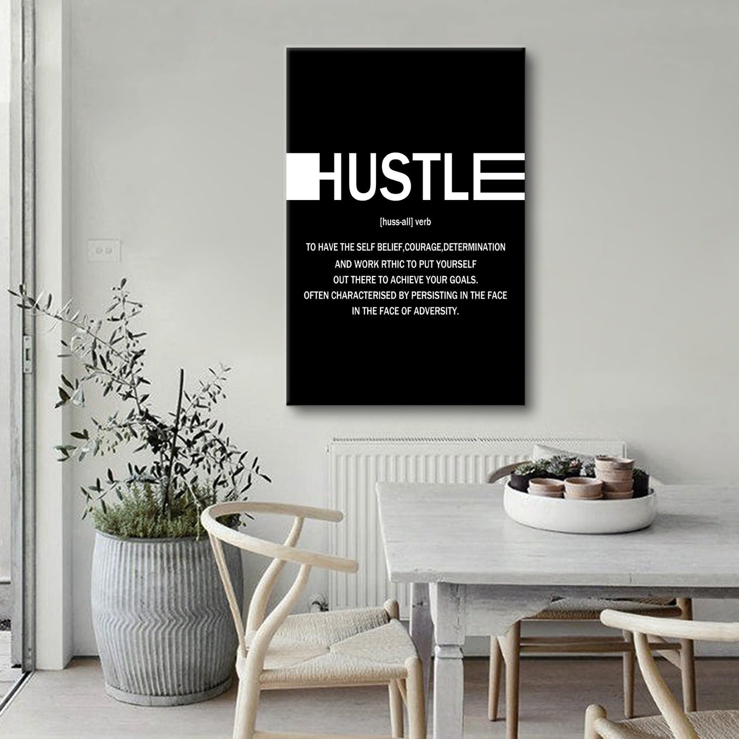 Hustle Entrepreneur Quotes Poster Print Motivational Pictures Painting Inspirational Canvas Wall Art for Modern Office Bedroom Living Room School Wall Decor Ready to Hang [24''Wx36''H]