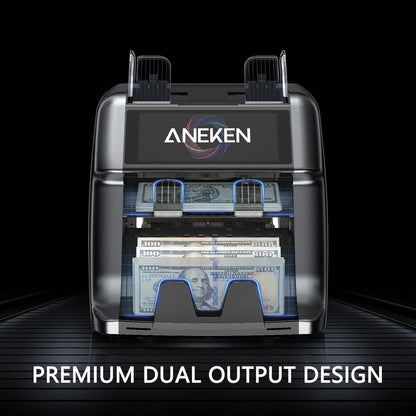 Aneken Ultra Series Mixed Denomination Money Counter with Reject Pocket, 6.9’’ Full Touchscreen, Multi Currency Sorter, 2 CIS/UV/MG/IR/IMG/DD/DBL/HLF/CHN, Bank-Level Counterfeit Detection Bill Counter