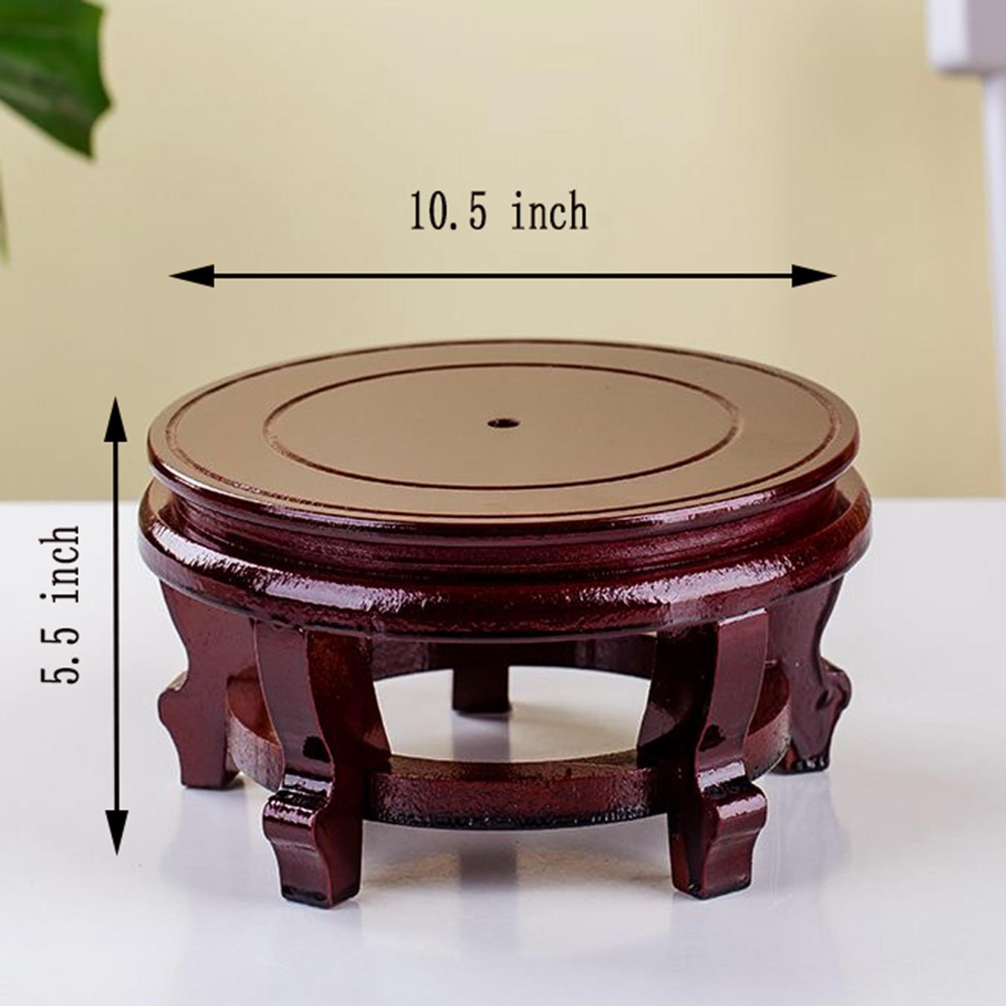 Karida 10 Inch Wooden Planter Stand, Indoor Outdoor Oriental Vase Holder, Chinese Style Display Stand for Vase, Fishbowl, Plant Pots, Home Decoration - Sturdy 5-Leg Design, Elegant Brown Wood Craft