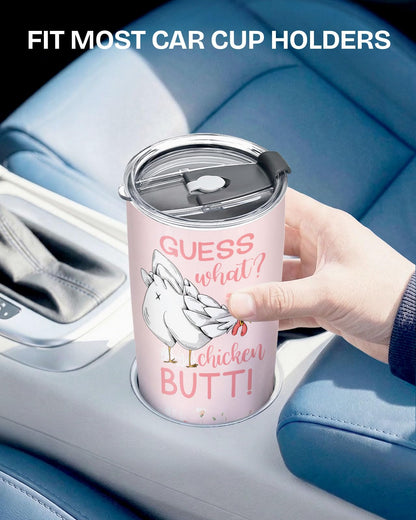 34HD Funny Chicken Tumbler 20oz with Lid, Guess What Butt Insulated Stainless Steel Coffee Travel Mug, Cute Nuggets Farmhouse Hen Gifts for Women, Rooster Lovers