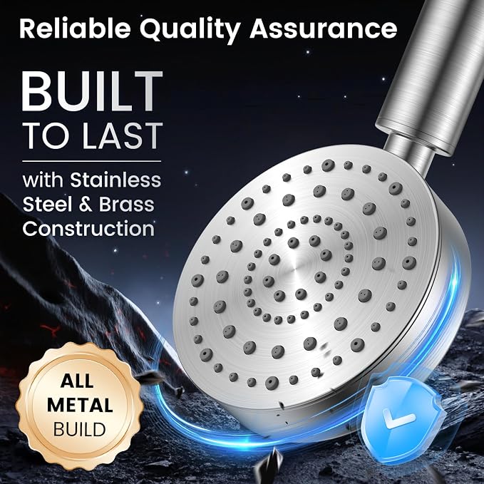 FEELSO Filtered Shower Head with Handheld, 6 Spray High Pressure ALL METAL Shower Head with Filters for Hard Water - Remove Chlorine, Reduce Dry Itchy Skin, Extra-long 72" Hose and Brass Holder