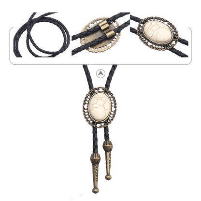 GelConnie Bolo Tie for Men Western Tie Gold Cowboy Tie White Turquoise Necktie Necklace American Indian Bolo Tie for Women